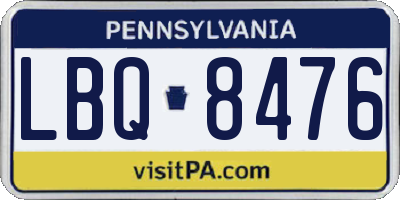 PA license plate LBQ8476