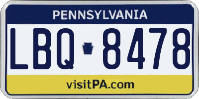 PA license plate LBQ8478