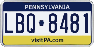 PA license plate LBQ8481