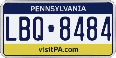 PA license plate LBQ8484