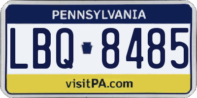 PA license plate LBQ8485
