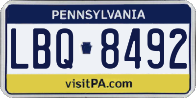 PA license plate LBQ8492