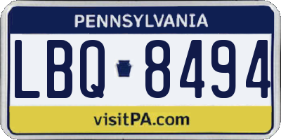 PA license plate LBQ8494