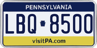 PA license plate LBQ8500