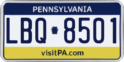 PA license plate LBQ8501
