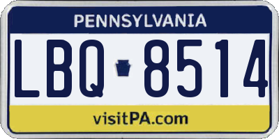 PA license plate LBQ8514