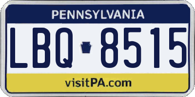 PA license plate LBQ8515