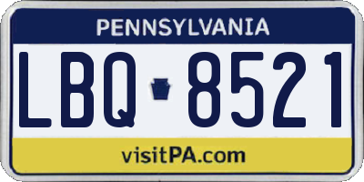 PA license plate LBQ8521
