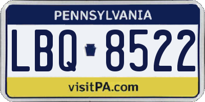 PA license plate LBQ8522