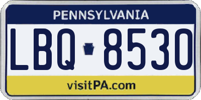 PA license plate LBQ8530