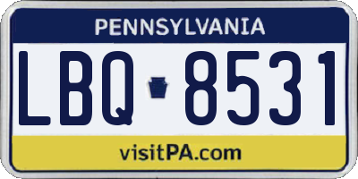 PA license plate LBQ8531