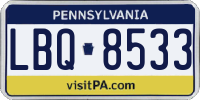 PA license plate LBQ8533