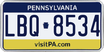 PA license plate LBQ8534