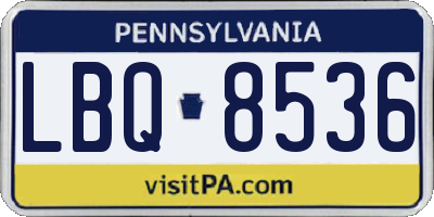 PA license plate LBQ8536