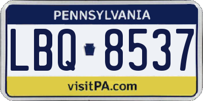 PA license plate LBQ8537