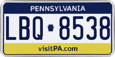 PA license plate LBQ8538