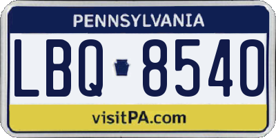 PA license plate LBQ8540