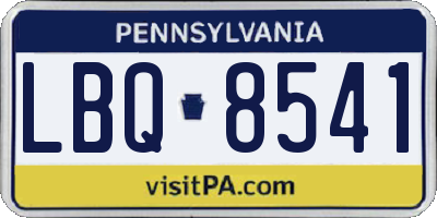 PA license plate LBQ8541