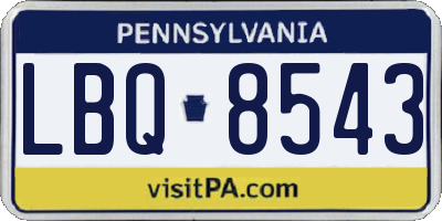 PA license plate LBQ8543