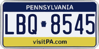 PA license plate LBQ8545