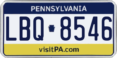 PA license plate LBQ8546