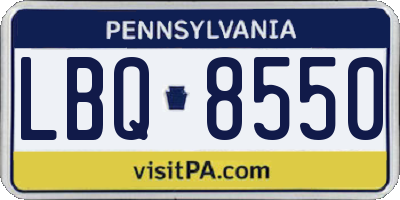 PA license plate LBQ8550