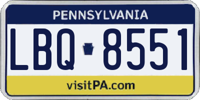 PA license plate LBQ8551