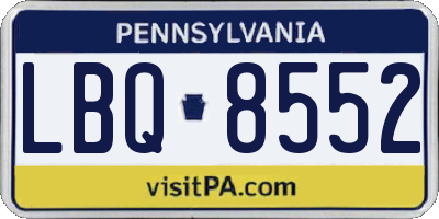 PA license plate LBQ8552