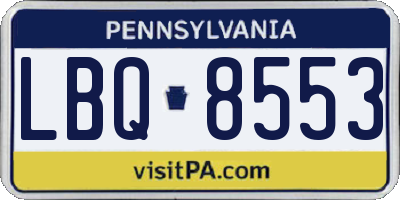 PA license plate LBQ8553