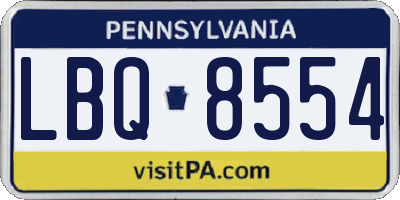 PA license plate LBQ8554