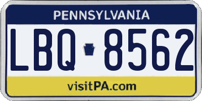 PA license plate LBQ8562
