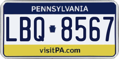 PA license plate LBQ8567
