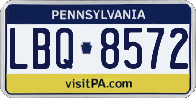 PA license plate LBQ8572