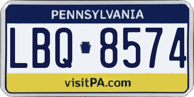 PA license plate LBQ8574