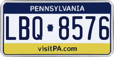 PA license plate LBQ8576