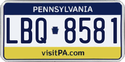 PA license plate LBQ8581
