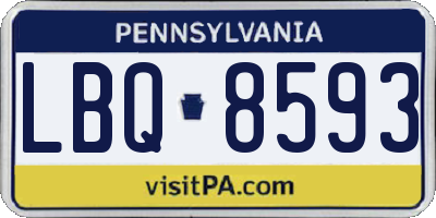 PA license plate LBQ8593