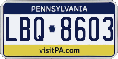 PA license plate LBQ8603