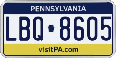 PA license plate LBQ8605