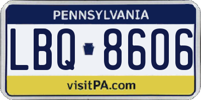PA license plate LBQ8606
