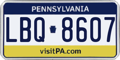 PA license plate LBQ8607