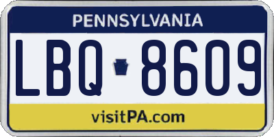 PA license plate LBQ8609