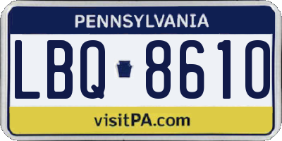 PA license plate LBQ8610