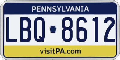 PA license plate LBQ8612