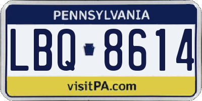 PA license plate LBQ8614
