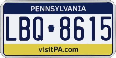 PA license plate LBQ8615