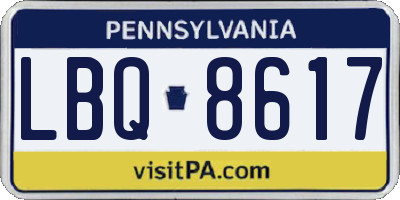 PA license plate LBQ8617