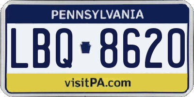 PA license plate LBQ8620