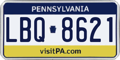 PA license plate LBQ8621