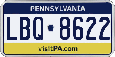 PA license plate LBQ8622
